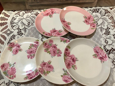 ~~凡爾賽生活精品~~全新日本進口LAURA ASHLEY玫瑰花瓷器造型點心盤組.蛋糕盤組~5個一組