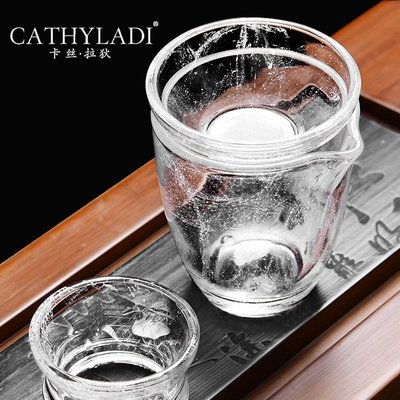 *athyladi 日式簡約玻璃過濾器細密濾網琉璃手工茶濾茶漏茶道配件