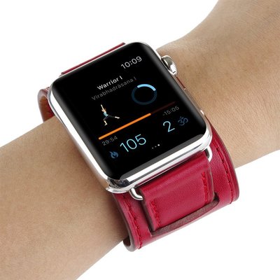蘋果真皮愛馬手鐲式錶帶 Apple watch5/4/3 42/40MM 44MM真皮腕帶 iwatch5小牛皮真皮錶帶