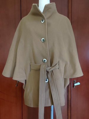 ~櫻花雨~復古款 斗篷 經典褐色 羊毛外套 60% cashmere 羊絨 L號 短大衣