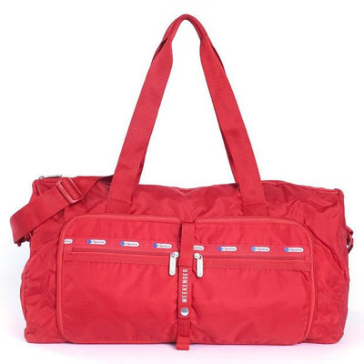 新款熱銷 Lesportsac 3553 紅色 可折疊收納 手提肩背斜背旅行袋 運動包 輕量 大容量 降落傘防水材質 出遊 旅行 限量