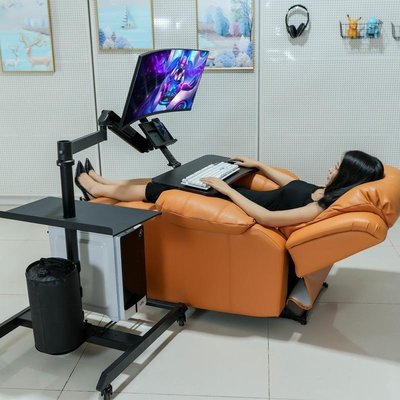 熱銷 -人體工學電腦座艙一體式電競桌椅太空艙懶人椅懸浮折疊支架桌