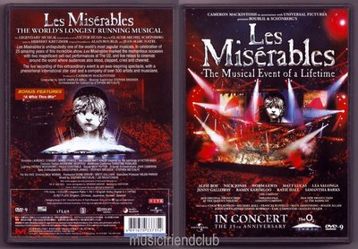 熱銷直出 音樂劇 悲慘世界25周年慶典 舞臺版 Les Miserables 中字 DVD蝉韵文化音像BD藍光