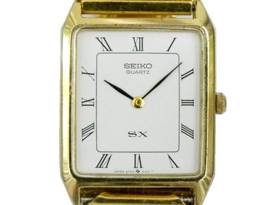 [專業] 石英錶 [SEIKO 710794] 精工方型石英金錶[SX][金色面+日期]時尚/商務錶
