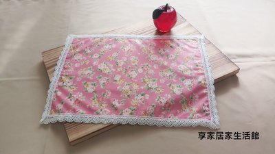 鄉村風桌巾桌墊餐墊 - 桃粉底玫瑰/1入