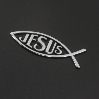 【熱銷精選】汽車個性金屬耶穌魚形JESUS車標基督教耶穌魚車貼車身貼尾標裝飾