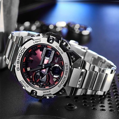 熱銷 好品質代用G-SHOCK卡西歐GST B400 鋼鐵之心精鋼手錶帶黑銀色不鏽鋼配件現貨