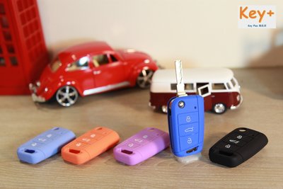 鑰匙家Key+ 個性藍 福斯VW Golf 7 專用鑰匙保護套 車鑰匙包 零錢包 鑰匙殼 皮套
