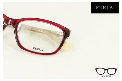 【My Eyes 瞳言瞳語】Furla 義大利品牌 櫻桃紅大方框型光學眼鏡 明亮色彩好氣色 俐落風格 (VU4877)