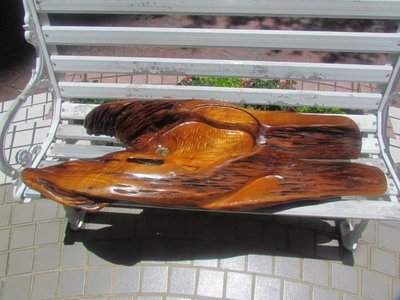 樟木 大茶盤/泡茶盤/茶台--天然原木雕刻隨形根雕 厚根骨 金絲水波紋~逾100公分！美品！