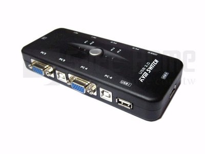 【Safehome】USB KVM 1對4 手動切換器 可用一組螢幕、鍵盤、滑鼠操作四台電腦 SKU104