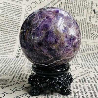 DB17天然紫水晶球擺夢幻紫色水晶居家飾品，原石打磨，隨手一 水晶 原石 把件【玲瓏軒】