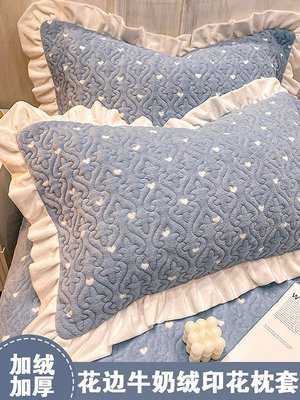 冬季牛奶珊瑚絨枕套一對裝網紅款高端加厚毛絨枕頭套單個48x74cm夢歌家居館