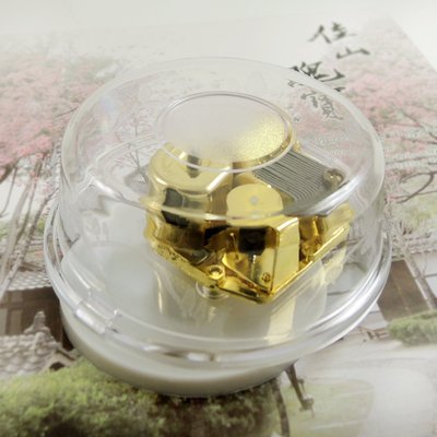 日本Sankyo金色機芯 自己設計創意禮物 DIY音樂盒底座 透明旋轉音樂台