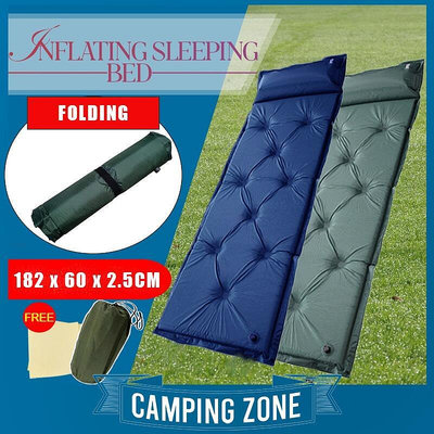自充氣床戶外野營睡墊自動充氣床墊帳篷睡袋枕頭 Tilam Angin 充氣床