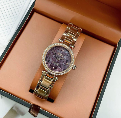 COACH Park 水鑽圈 玫瑰金色不鏽鋼錶帶 石英 女士手錶 14503226