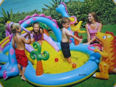 INTEX57135 原廠 噴水恐龍樂園溜滑梯遊戲池 兒童戲水池 幼兒游泳池 玩水池 兒童球池 含運價