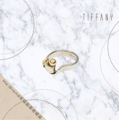 【哈極品】美品《Tiffany&Co.》Tiffany 925純銀 雙金邊金珠反扣戒指