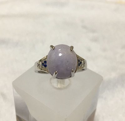 珍奇翡翠珠寶首飾-天然緬甸玉-冰種紫羅蘭翡翠戒指。925銀戒台活圍。附證書