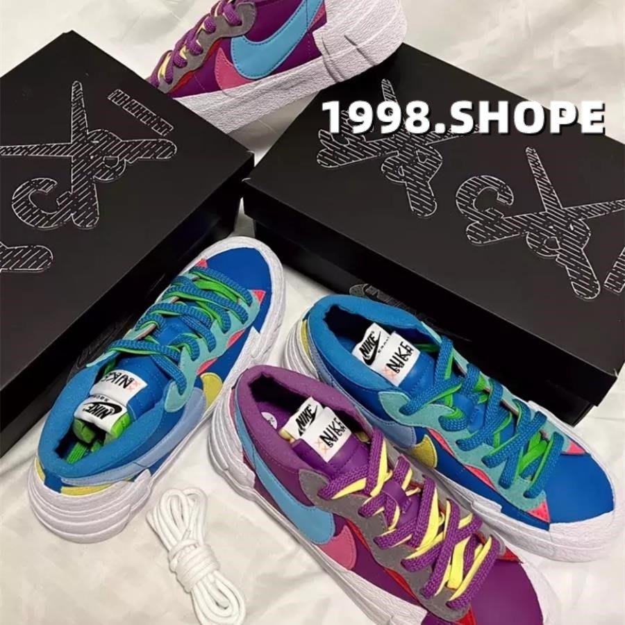 Kaws x Sacai x Nike Blazer Low 湖水藍DM7901-400 白紫DM7901-500