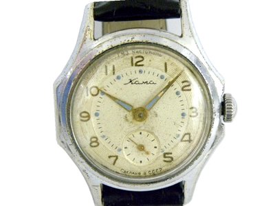 [專業模型] 機械錶 [Kawa W2634] 卡瓦 手上鍊[小秒針]古董錶[米白面]蘇聯軍錶