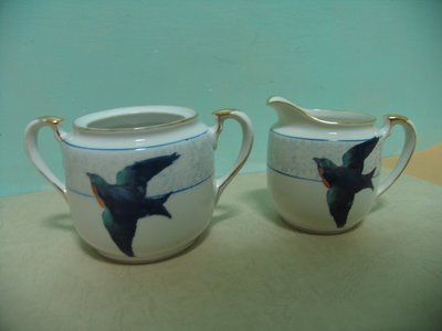 早期 日本 Blue Bird 青鳥 糖罐 奶盅 瓷器