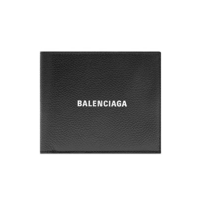 [全新真品代購] BALENCIAGA 經典款 黑色紋理皮革 LOGO 短夾 / 皮夾 (巴黎世家)