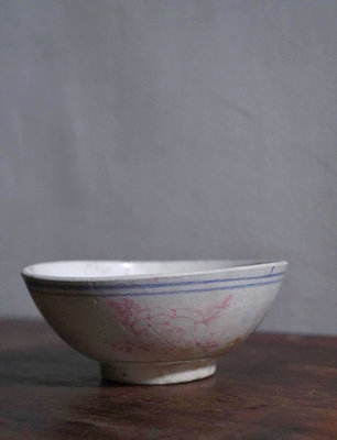 早期 老台灣 古碗 福印字胭脂紅小碗公