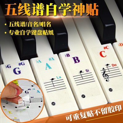 電子琴61鍵盤音標貼鋼琴音符貼五線譜識譜神器初學者數字琴鍵貼紙小家家樂