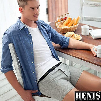 【HENIS】純棉型男織帶五片式針織平口褲 2件組/隨機取色