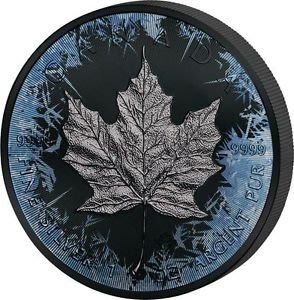 【海寧潮現貨】加拿大2023年楓葉冰凍系列1盎司釕化彩印紀念銀幣