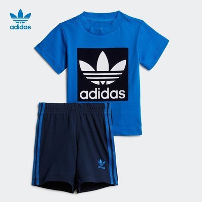 100原廠％Adidas愛迪達官方  三葉草 SHORT TEE SET 嬰童短袖運動套裝ED7678