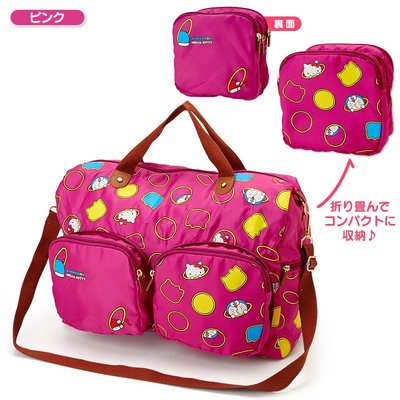 GIFT41 4165本通 重慶門市 KITTY 凱蒂貓 x 哆啦a夢 日本平行輸入 可收納 旅行袋 粉紅 背包
