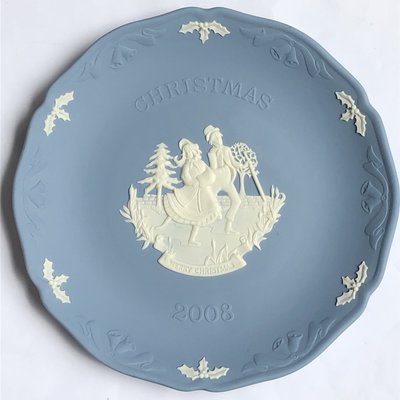 英國皇室精品 Wedgwood Jasper 碧玉 絕版藍底白浮雕經典系列年度盤 (送 2008 年次親友最佳的禮物)