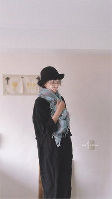 日本omnigod薄荷藍格棉紗披巾圍巾*sale/ Ichi antiquites tumugu veritecoeur
