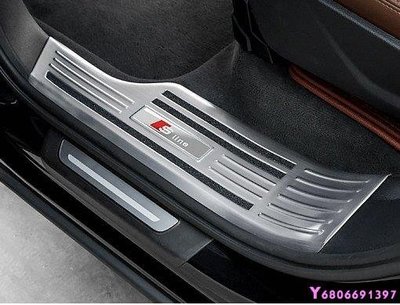 現貨熱銷-【易車汽配】Audi專用于16-18款新奧迪Q7改裝迎賓踏板q7門檻條內飾裝飾防刮條護板門檻條