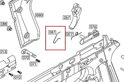 [01] WE 新版 M92 M9A1 板機連桿彈簧 零件編號 #87 ( 零件 維修BB槍BB彈M9A1 M92 M9