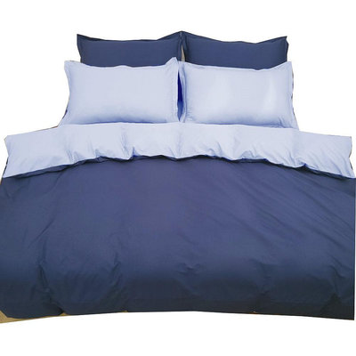 【LUST】素色簡約 極簡風格/雙藍 100%純棉/精梳棉床包/歐式枕套 /被套 台灣製造