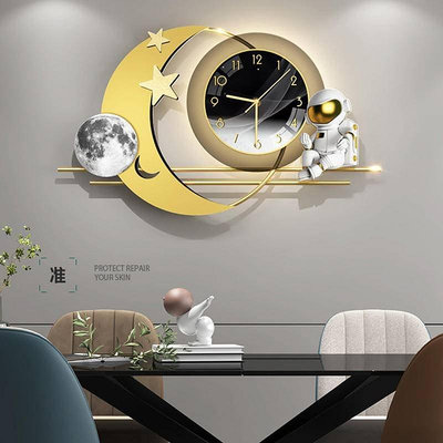 北歐風掛鐘 太空人時鐘 宇航員 夜光時鐘 現代創意掛鐘 亞克力壁鐘 靜音時鐘 潮流時尚掛飾 牆面裝飾鐘錶 客廳餐廳掛錶-