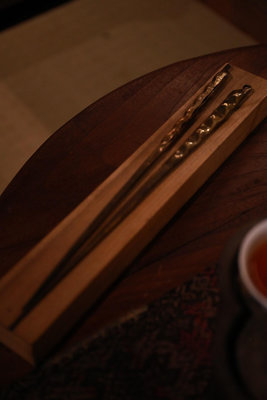 日本豆莢火箸空心手打出 銅