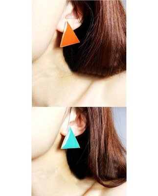 耳環 幾何滴油三角形 糖果色耳釘