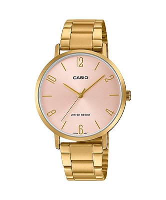 【金台鐘錶】CASIO 卡西歐 簡約時尚 指針錶款(哈韓必備) (金x玫瑰金面) (女錶) LTP-VT01G-4B