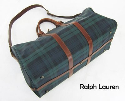 ♥ Ralph Lauren -㊣- 真品100% 旅行袋 60cm 【絕版】經典綠格紋 polo 附鎖鑰匙 -極新