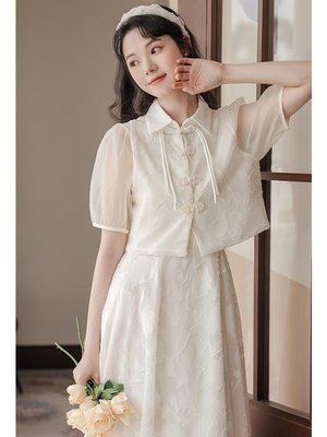 女裝2023夏季十三行新款新中式國風元素改良式旗袍吊帶連衣裙套裝