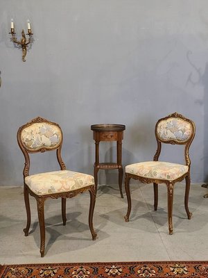 ⚜️卡卡頌 歐洲古董⚜️1880s 法國 極細膩優美 胡桃木雕刻 洛可可 手工 古董椅 對椅 A27 ✬