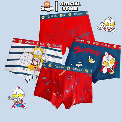 4Pcs/Lot Ultraman 男童兒童棉質內褲卡通兒童平角短褲內褲透氣嬰兒內衣