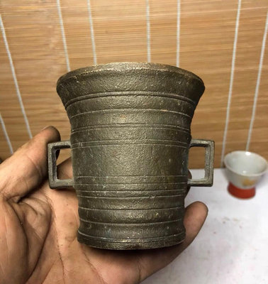 【二手】日本早期鑄造老銅爐杯 銅器 擺件 舊藏 【皇朝古玩】-4589