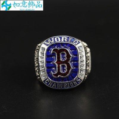 霸氣戒指208 MLB 波士頓紅襪冠軍戒指 內刻字鋼模戒指大氣戒指 點鑽指環隨意好物