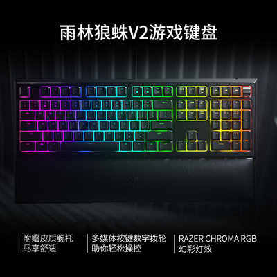 鍵盤 【自營】Razer雷蛇雨林狼蛛V3輕機械幻彩RGB電競電腦游戲有線鍵盤