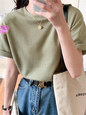 慵懶純色抹茶綠短袖T恤女韓版 夏季新款打底衫寬松百搭上衣ˇ好好精品